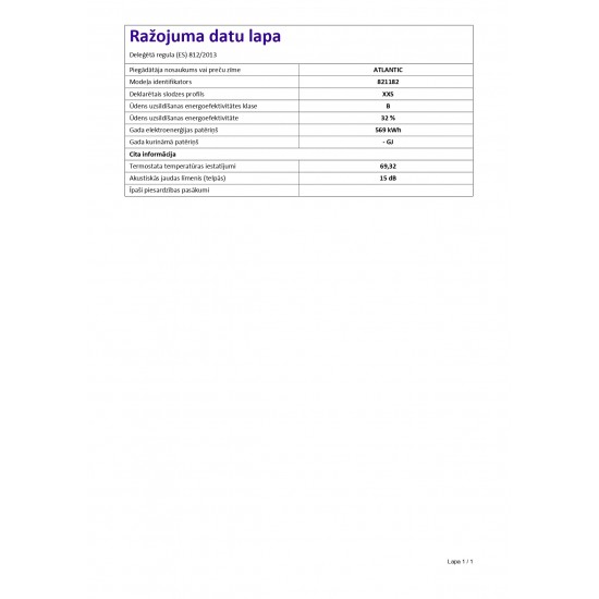 O`Pro SMALL PCSB15L(821182) Ūdens sildītājs ATLANTIC O`Pro SMALL PCSB15L(821182) Ūdens sildītājs ATLANTIC