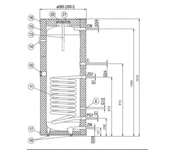 Kombinētais ūdens sildītājs KOSPEL SW-200 200L  1.1m2 grīdas